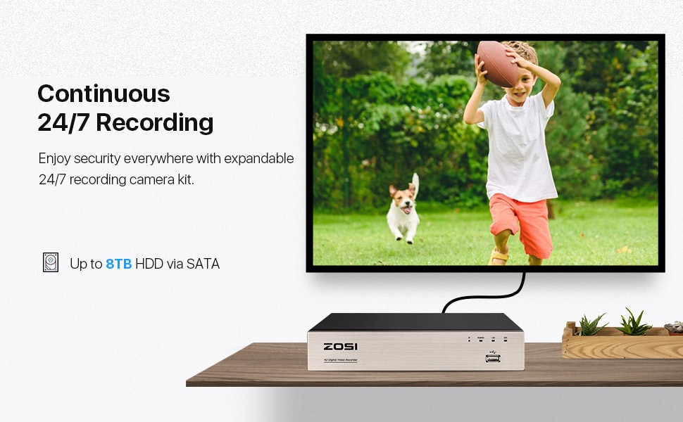 ZOSI 8Channel 1080p 1TB Hard Drive DVR Security Camera System with 8